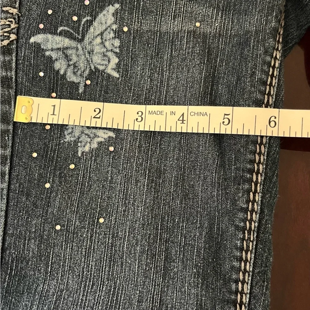 SO girls butterfly rhinestone blue jeans Size 8